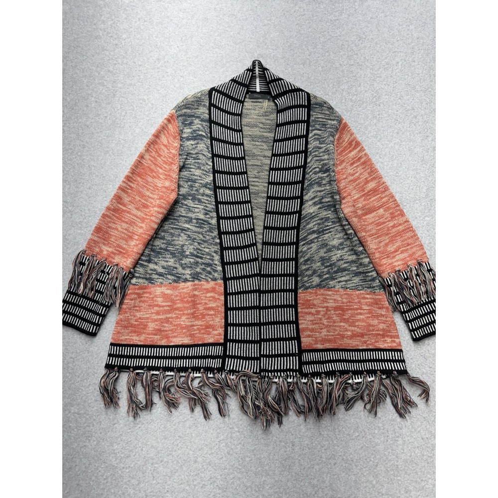 THML Open Front Cardigan‎ Womens Medium Fringe Boho Chic Festival Southwestern